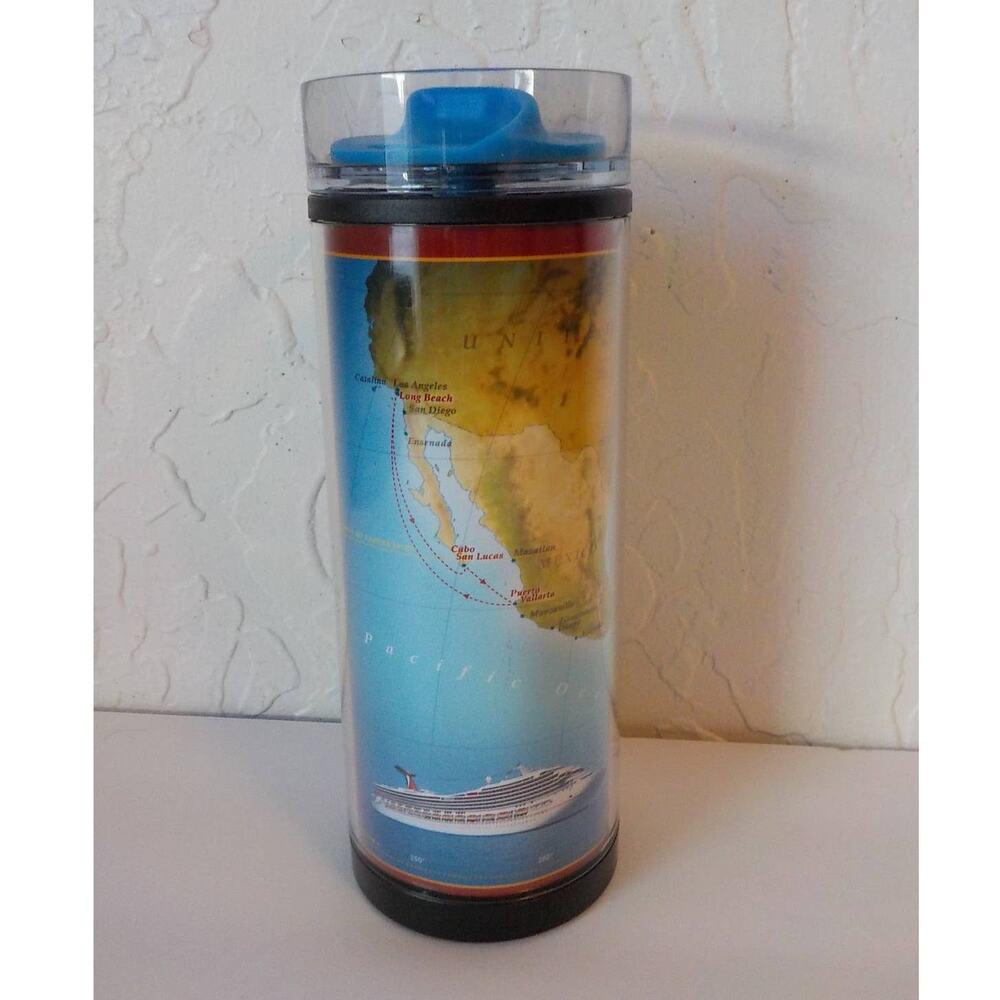 Travel Souvenir Carnival Splendor Mexican Riviera Map Clear Plastic Tumbler